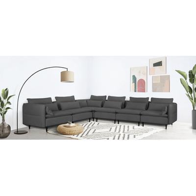 Ecksofa ANDAS "ALVIK L-Form", grau, B:344cm H:88cm T:262cm, 100% Polyester, Sofas, zusammengesetzt aus Modulen, erweiterbar mit Modulen der Serie Image