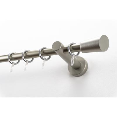 Gardinenstange GARESA "MOLIS", silber (mattchromfarben), L:310cm Ø:20mm, Holzwerkstoff, Metall, Gardinenstangen, Vorhanggarnitur, verlängerbar, Wandmontage, Keil, mit Ringe und Haken Image