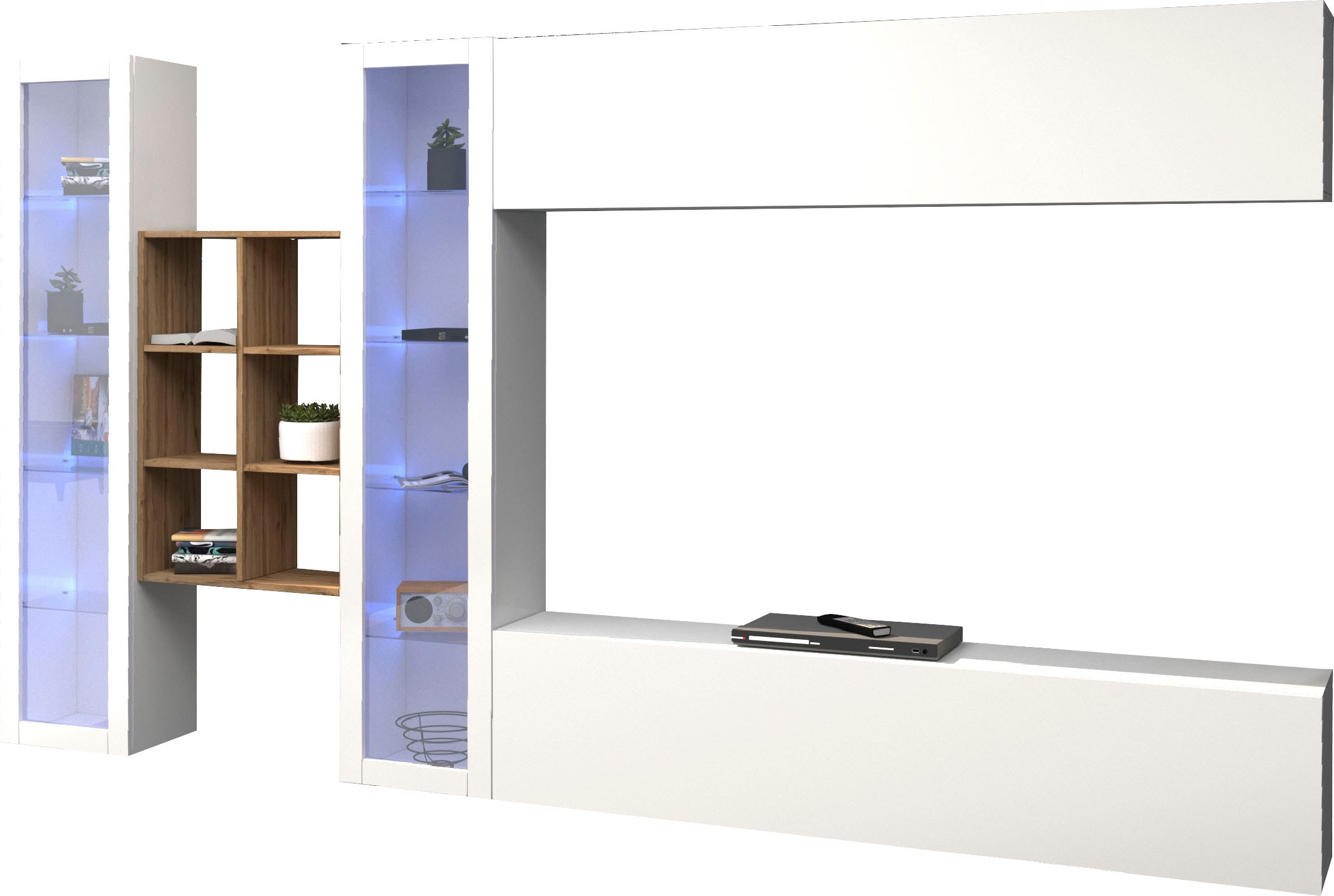 Wohnwand INOSIGN "Maruska", weiß (weiß hochglanz, weiß hochglanz), B:320cm H:180cm T:30cm, Spanplatte, Kastenmöbel-Sets