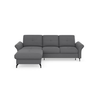 Ecksofa PLACES OF STYLE "Calando L-Form", grau, B:258cm H:91cm T:165cm, 92% Polyester 8% Polyamid, Sofas, wahlweise mit Bettfunktion, Bettkasten und Armteilfunktion Image