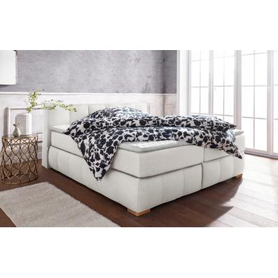 Boxspringbett "Chelles", beige (natur), B:187cm L:225cm, Samtoptik (100% Polyester), Bezug der Spiegelfläche Matratzendrell aus 100% Polyester, Struktur fein 100% Polyester), GUIDO MARIA KRETSCHMER HOME & LIVING, Komplettbetten, Boxspringbett, inkl.... Image