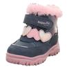 Winterboots SUPERFIT "HUSKY WMS: Mittel", Kinder, Gr. 28, blau (blau, rosa), Veloursleder, Polyester, casual, Schuhe, Klettstiefel mit wasserdichtem GORE TEX, Größenschablone zum Download