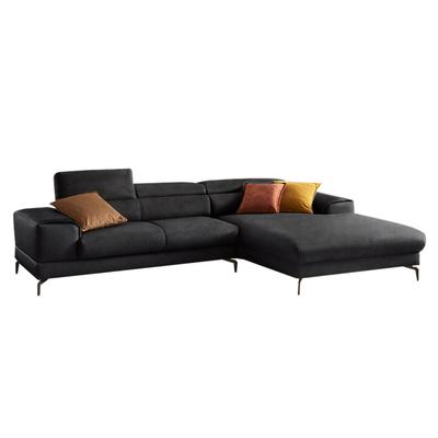 Ecksofa W.SCHILLIG "piedroo, Designsofa mit tollem Sitzkomfort, elegant und bequem, L-Form", grau (anthrazit s37), B:303cm H:70cm T:193cm, Stoff S37 (100% Polyester): Luxus-Microfaser in Lederoptik, Sofas, Ecksofa, Kopfteilverstellung, wahlweise mit... Image