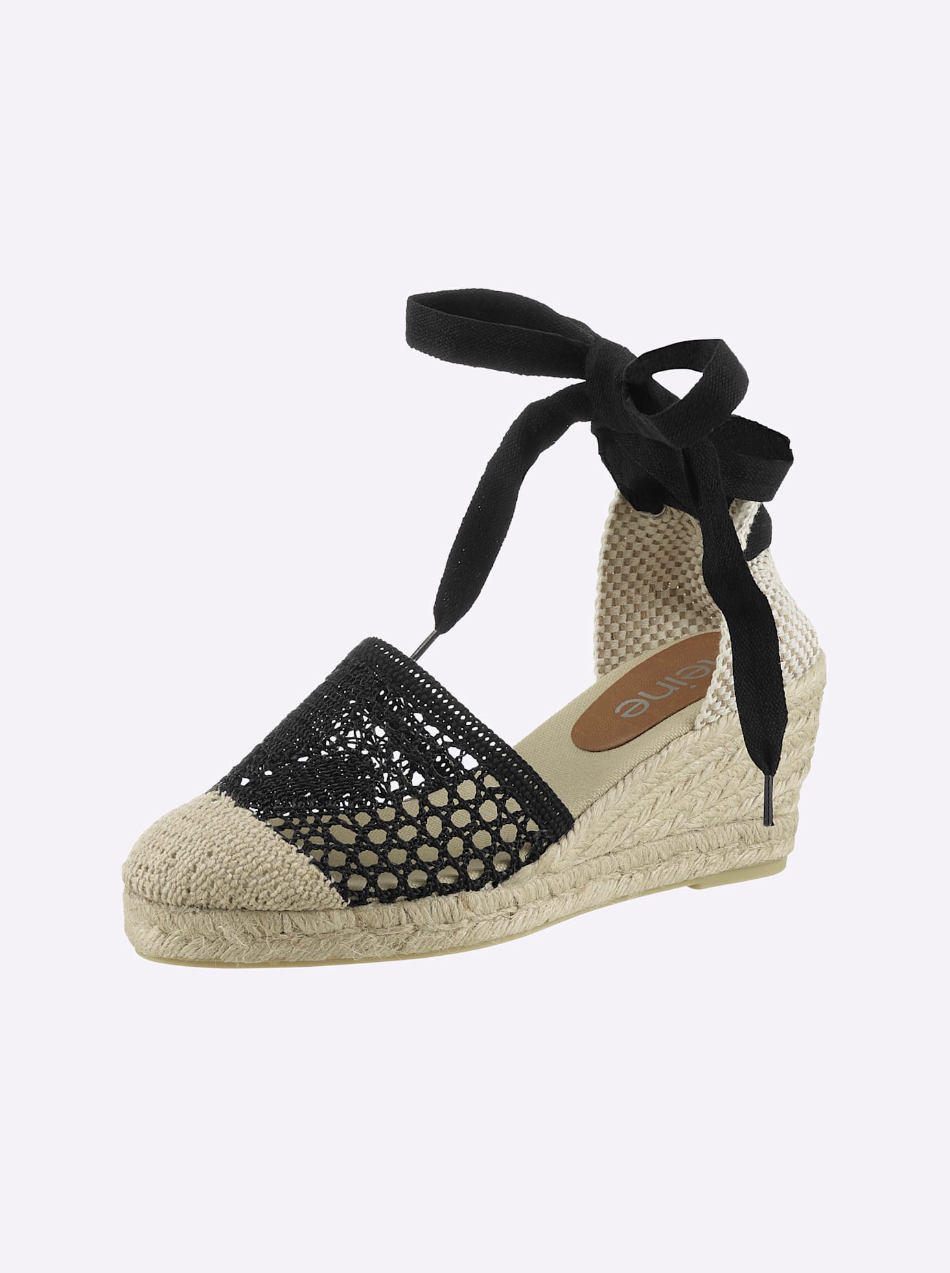 Keilsandalette HEINE, Damen, Gr. 35, schwarz, Textil, Schuhe