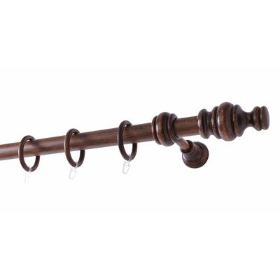 Gardinenstange GARESA "BAROCK", braun (nussbaum), L:310cm Ø:35mm, Holzwerkstoff, Gardinenstangen, rustikale Vorhanggarnitur Holz, verlängerbar, mit Ringe/2 Lauf Gleiter Image