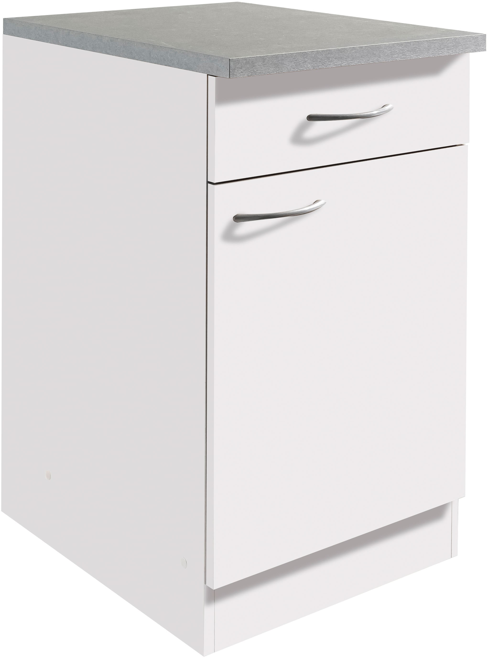 Unterschrank WIHO KÜCHEN "Kiel", weiß (front und korpus: weiß, arbeitsplatte: canvas grau), B:40cm H:85cm T:60cm, Schränke, Unterschrank, 40 cm breit, 60 cm tief