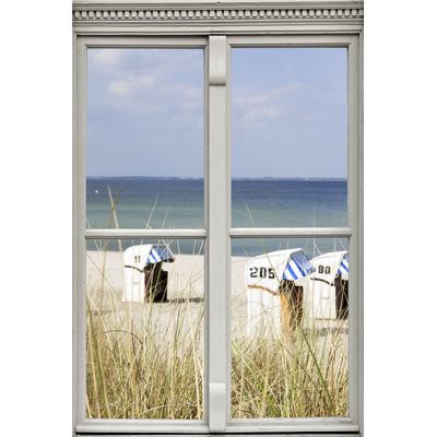 Wandsticker QUEENCE "Strandkörbe", blau, T:0,1cm, Wandtattoos, Wandsticker, Wandbild, selbstklebend, 3D, Fenster Image