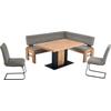 Eckbankgruppe K+W KOMFORT & WOHNEN "Floyd", grau (lightgrau 85, balkeneiche 437), B:163cm H:90cm T:203cm, Sitzmöbel-Sets, Stauraum-Eckbank, wahlweise rechts oder links langer Schenkel 203cm
