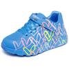 Sneaker SKECHERS "UNO LITE - LOVE LEVITATE", Kinder, Gr. 32, blau, Lederimitat, casual, Schuhe, Schnürschuh mit bedruckter Sohle, Größenschablone zum Download