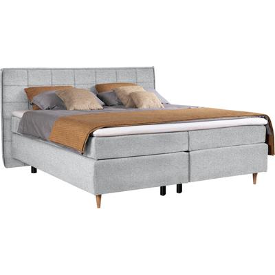 Boxspringbett ALINA "Henri", grau (grauweiß tmd 9), B:180cm L:208cm, Struktur TMD (100% Polyester), Komplettbetten, Boxspringbett, inklusive Matratze und Topper, in diversen Ausführungen Image