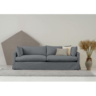 3-Sitzer ANDAS "Joucas, Hussensofa, Breite 244 cm", grau (dunkelgrau), B:244cm H:85cm T:104cm, 100% polyester, Sofas, extra tiefe Sitzfläche, mit Faserball-Füllung für mehr Sitzkomfort Image