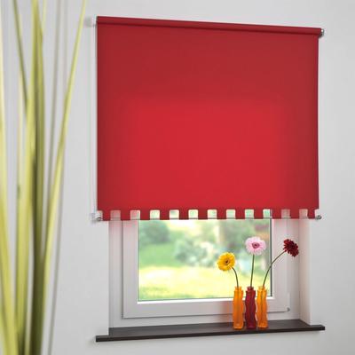 Seitenzugrollo LIEDECO Gr. 19, rot, B:242cm H:180cm, Polyester, Rollos, Volantrollo - eckiger Volant, Fixmaß Image