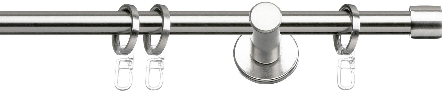 Gardinenstange INDEKO "Consul 20", silber (edelstahlfarben), L:230cm Ø:20mm, Metall, Stahl, Gardinenstangen, Komplett-Set inkl. Ringen und Montagematerial Image