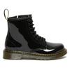 Schnürboots DR. MARTENS "Junior 1460 8-Loch Lacklederstiefel", Damen, Gr. 39, schwarz, Leder, glänzend, modisch, Schuhe, Lackstiefel, Kinderstiefel, Freizeitschuh mit Reißverschluss