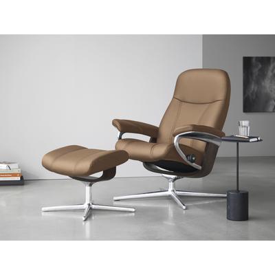 Relaxsessel STRESSLESS "Consul", braun (latte batick), B:82cm H:102cm T:72cm, Leder BATICK: BATICK ist ein leicht korrigiertes, durchgefärbtes und genarbtes Möbelleder, bei dem die meisten Unebenheiten und Spuren in der Regel entfernt wurden.,... Image