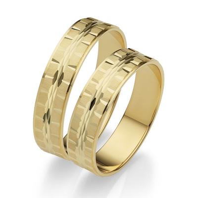 Trauring FIRETTI "Schmuck Geschenk Gold 375 Hochzeit Ehering "LIEBE" Gr. 57, gold (gelbgoldfarben), Fingerringe, 57, Gelbgold 585, 5mm, Made in Germany Image