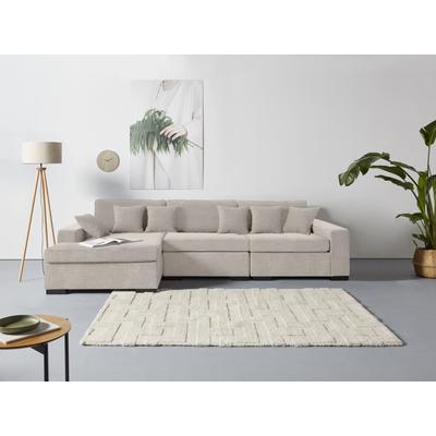 Ottomane "Skara L-Form", beige (natur), B:310cm H:86cm T:100cm, 100% Polyester, GUIDO MARIA KRETSCHMER HOME & LIVING, Sofas, Lounge-Sofa mit Federkernpolsterung, in vielen Bezugsvarianten Image