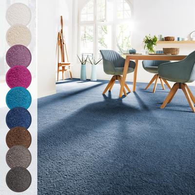 Teppichboden ANDIAMO "Sophie, Frisee-Velours, Made in Netherlands", blau (dunkelblau), B:400cm H:12mm L:700cm, Kunstfaser, Teppiche, Uni Farben, Breite 400 cm oder 500 cm, strapazierfähig & pflegeleicht Image