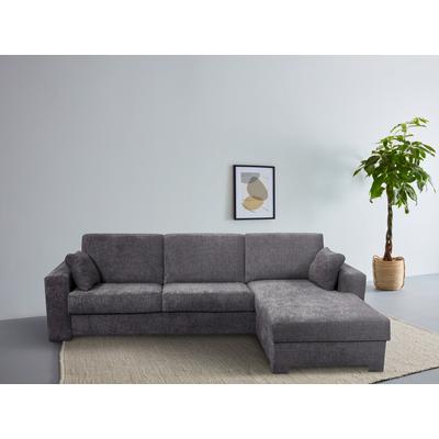 Ecksofa HOME AFFAIRE "Roma "M" Matratzenhöhe 14 cm, Dauerschlaffunktion, mit Unterfederung", grau (anthrazit), B:280cm H:85cm T:173cm, 100% Polyester, Sofas, Liegemaße ca 143x198 cm, L-Form Image