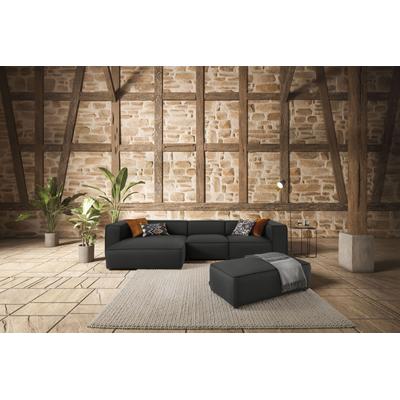 Ecksofa W.SCHILLIG "around-the-block", grau (graphit z59), B:341cm H:66cm T:164cm, Longlife Xtra-Leder Z59: Glattleder mit modischer Prägung. Hautstärke 0, 9 - 1, 1 mm, Sofas, mit eleganter Biese, mit Federkern, Breite 341 cm Image