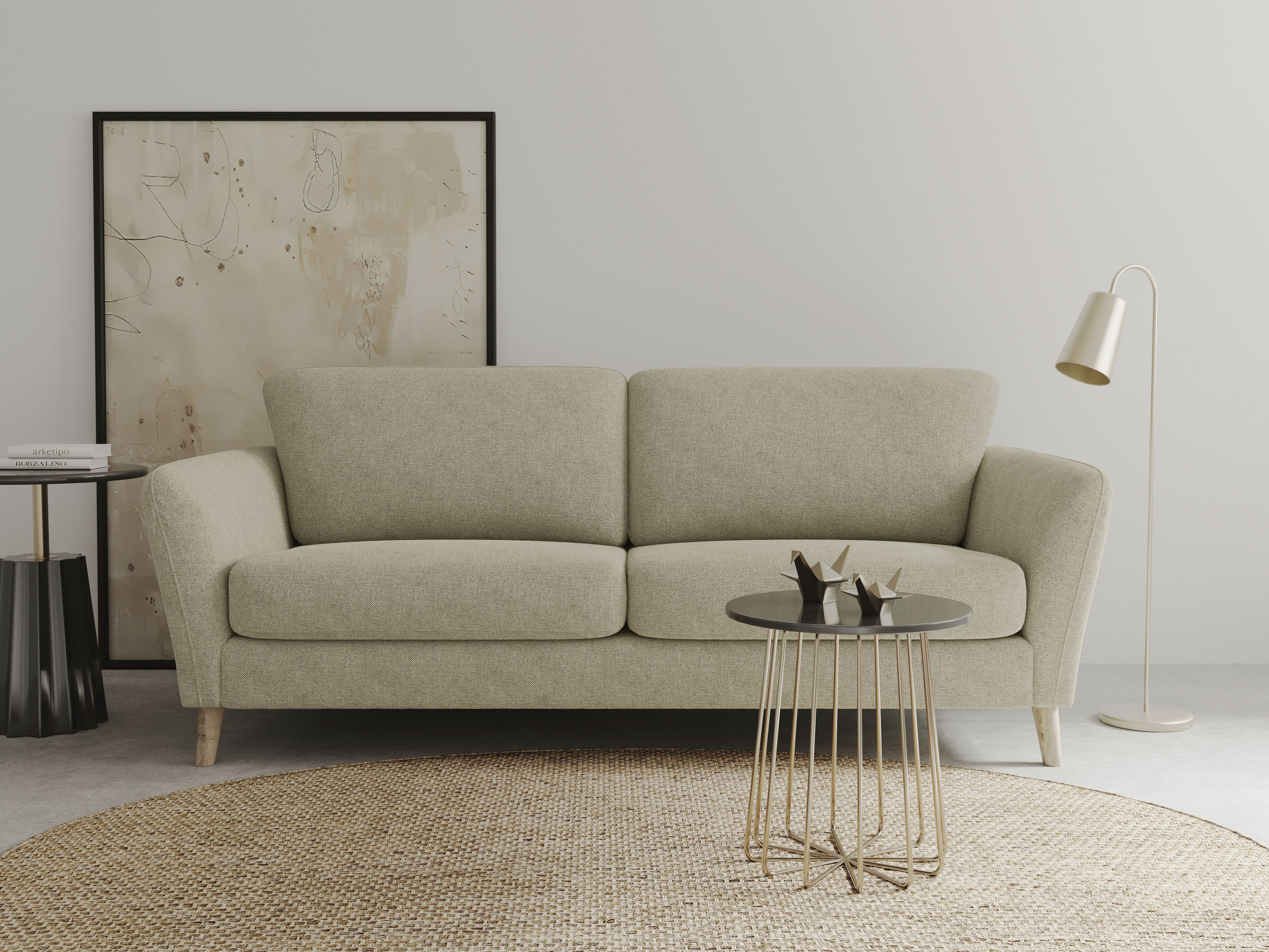 3-Sitzer HOME AFFAIRE "MARSEILLE 3er Sofa 206 cm, Cord, Flachgewebe, Struktur, Webstoff", braun (cappuccino), B:206cm H:88cm T:90cm, Webstoff (100% Polyester), Struktur fein (58% Polyester, 22% Polypropylen), Filzoptik (100% Polyester), Sofas,... Image