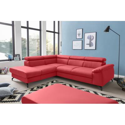 Polstergarnitur COTTA "Komaris L-Form", rot, B:249cm, Sitzmöbel-Sets, Set bestehend aus: Ecksofa mit Kopfteilverstellung & Hocker Image
