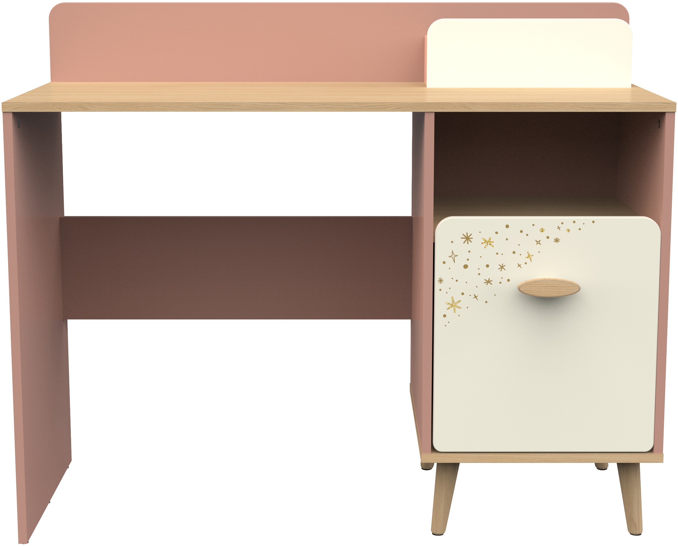 Schreibtisch DEMEYERE GROUP "Suzie", orange (eiche aprikose, eiche), B:106,6cm H:87,7cm T:44,9cm, Tische, Schreibtisch, Schreibtisch 1 Tür 1 Ablage