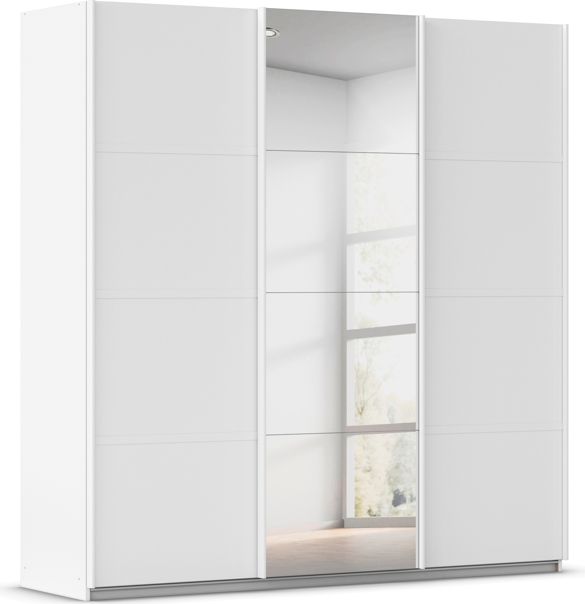 Kleiderschrank RAUCH "Schwebetürenschrank OTTO´s Choice Garderobe Schrank TOP ANGEBOT Avola", alpinweiß, leisten weiß, B:203cm H:210cm T:62cm, Holzwerkstoff, Schränke, mit eleganten Zierleisten in Chrom, Schwarz oder Weiß MADE IN GERMANY Image
