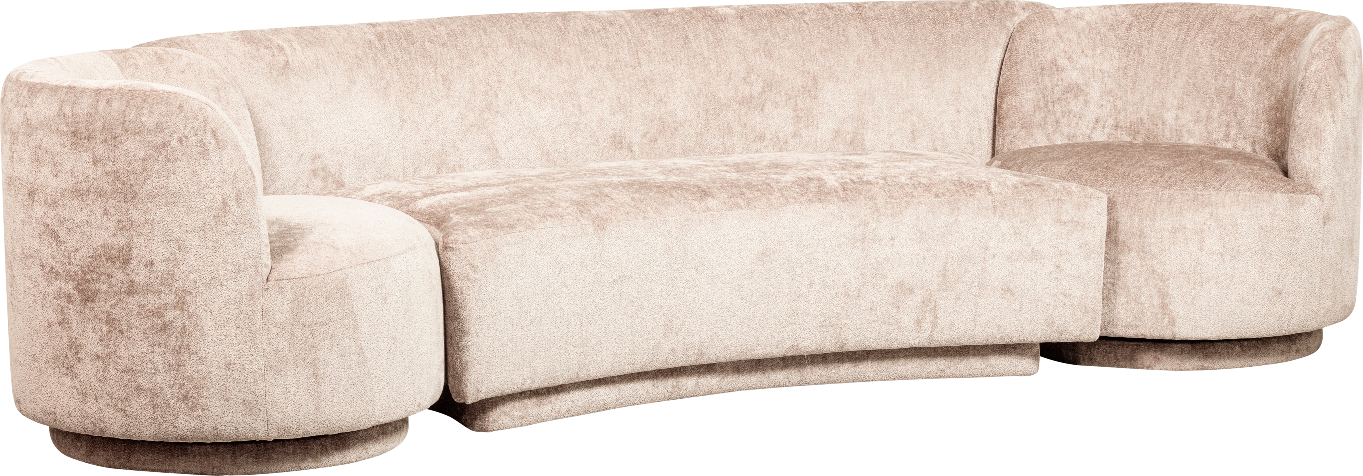 Loungesofa WOOOD "Combi-Popular: Bank + Sessel", beige (natur), B:370cm H:72cm T:97cm, Sofas, Lounge-Sofa, mit grobem Chenille gefüttert, Breite 370 cm