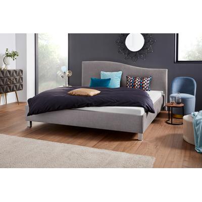 Polsterbett, grau, B:212cm H:100cm L:210cm, Bezug Bett: Velours mit grober Lederoptik (100% Polyester), Bonnellfederkernmatratze: 51% Polypropylen, 39% Polyester, 10% Baumwolle, Kaltschaummatratze: 100% Polyester, Bezug abnehm- und waschbar bis... Image