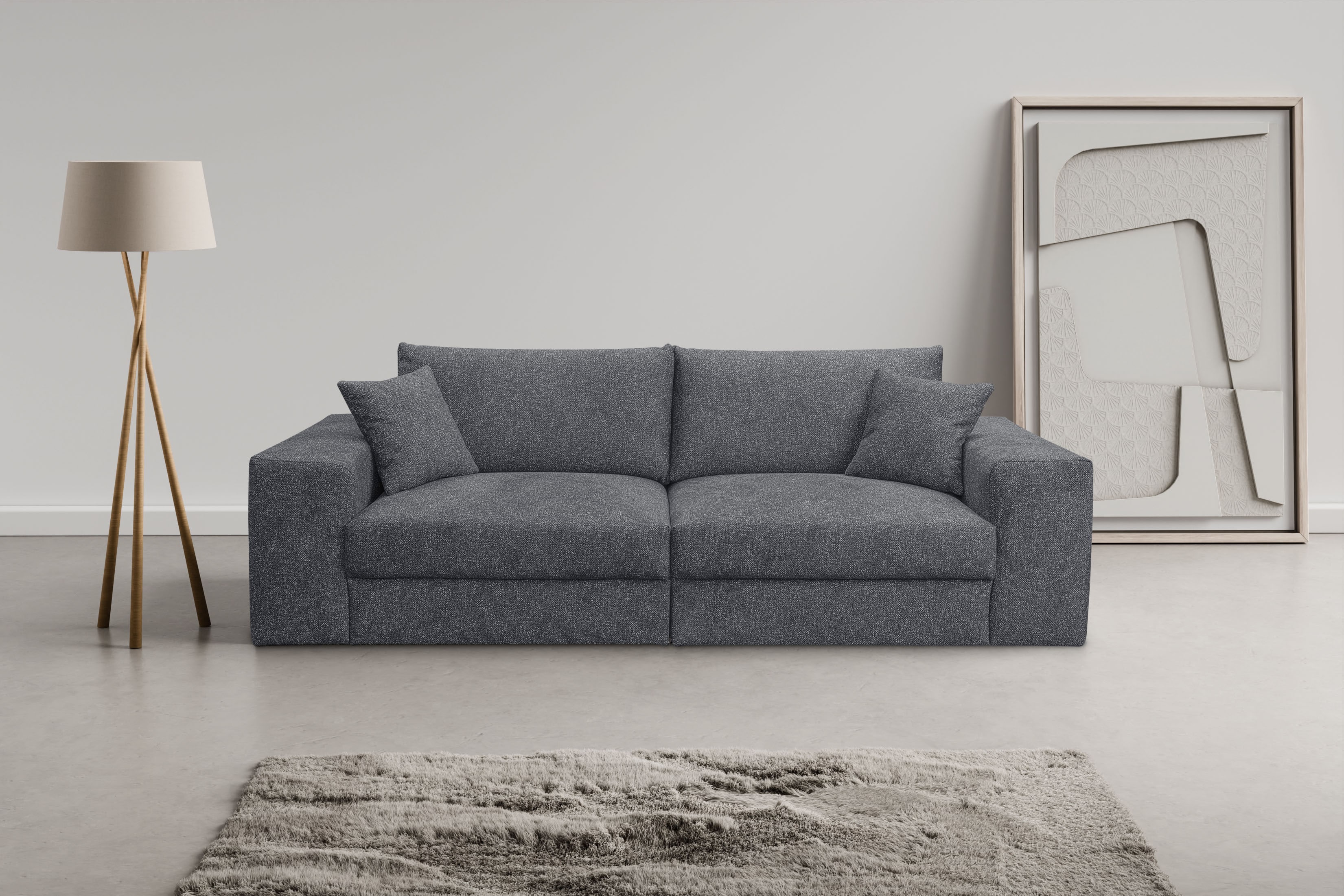 Big-Sofa WERK2 "Rozzana Mega Sofa mit viel Platz, aktuelle Bezüge. Breite 246cm", grau, B:246cm H:82cm T:105cm, 100% Polyester, Sofas, Big-Sofa, mit losen Rückenkissen, gemütlich, in Cord, Breitcord und Plüsch Bezug