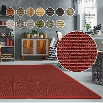 Sisalteppich DEKOWE "Mara S2 mit Bordüre Spezial", rot (rot, meliert), B:80cm H:5mm L:200cm, Sisal, Teppiche, 100% Sisal, auch als Läufer, Wohnzimmer Image