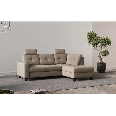 Ecksofa PLACES OF STYLE "Varese", grau (taupe), B:226cm H:91cm T:170cm, 95%Polyester 5%Polyamid, Sofas, Kreuznaht in beige Image