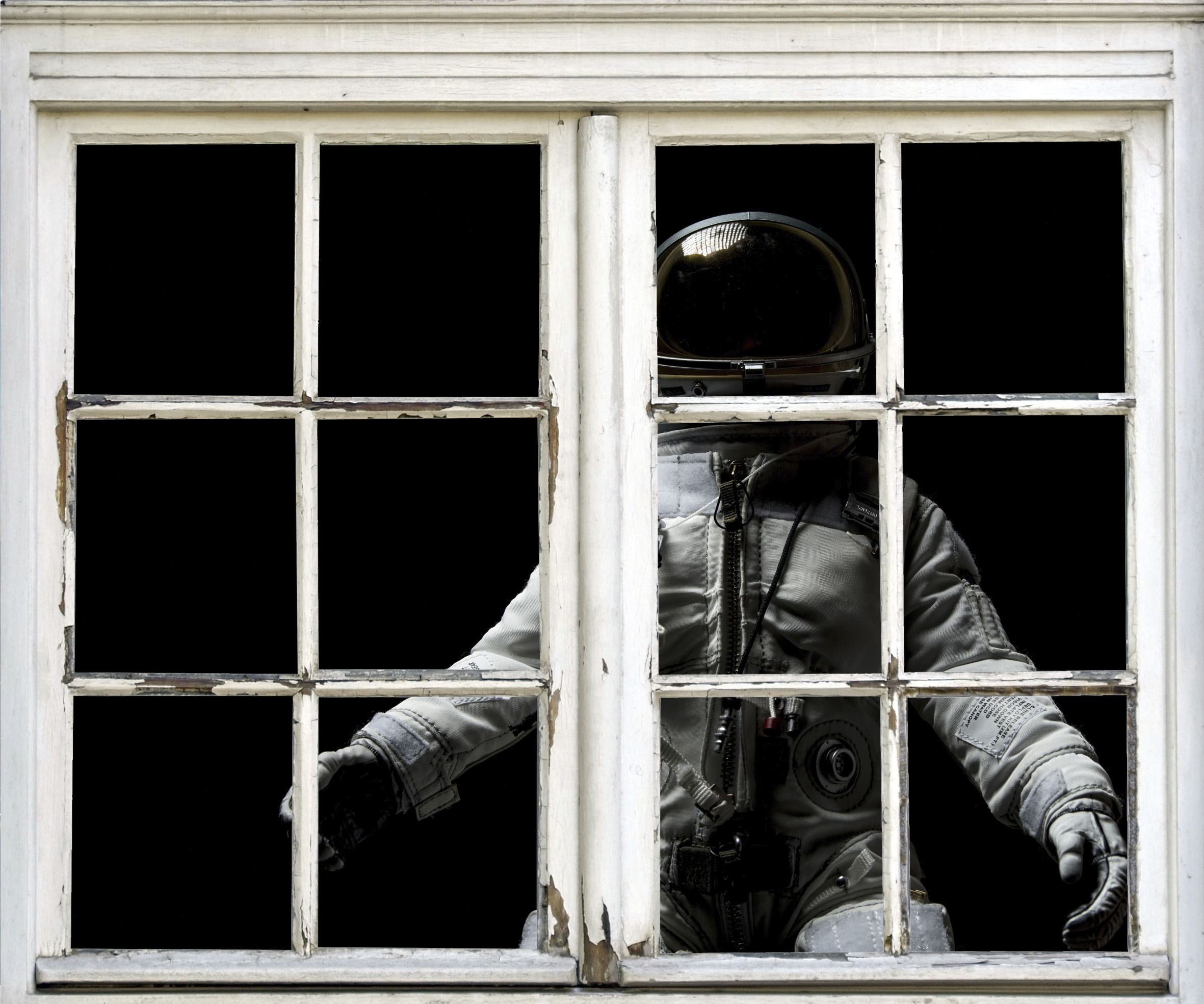 Wandsticker QUEENCE "Astronaut", schwarz, B:40cm H:60cm T:0,1cm, Wandtattoos, Wandsticker, Wandbild, selbstklebend, Weltall, Sterne