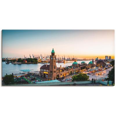 Wandbild ARTLAND "Hamburg Hafen und Landungsbrücken", beige (farbe bild(er): naturfarben), B:40cm H:20cm, Bilder, als Alubild, Outdoorbild, Leinwandbild, Poster, Wandaufkleber Image
