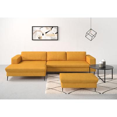 Ecksofa DOMO COLLECTION "Modica, zeitlos und elegant, L-Form", gelb (curcuma), B:329cm H:81cm T:173cm, Sofas, moderne Optik mit extrabreiter Recamiere, auch in Cord Image