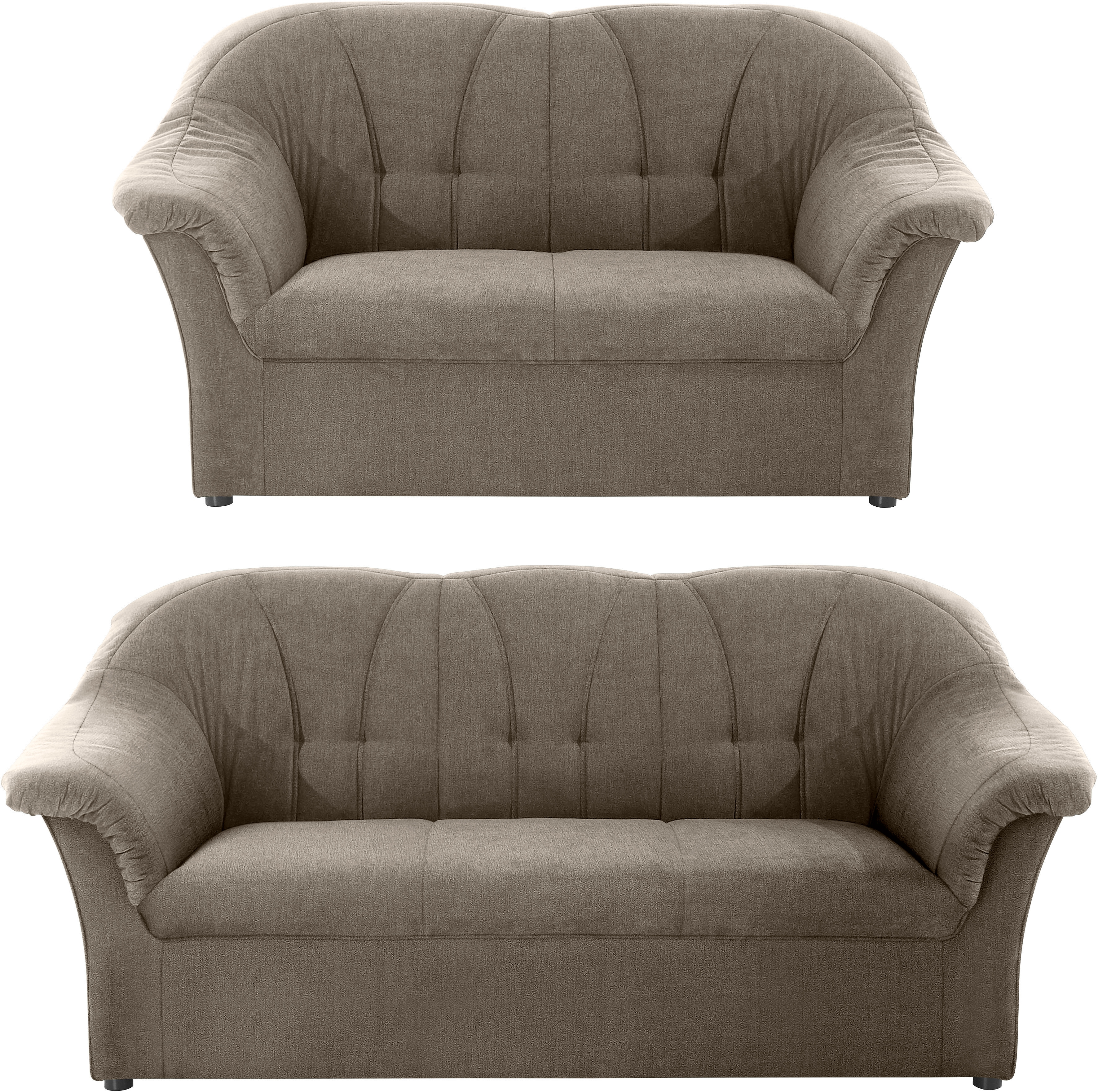 Polstergarnitur DOMO COLLECTION "Pegnitz", braun (schlamm,), Chenille-Optik, Sitzmöbel-Sets, 3-Sitzer & 2-Sitzer-Set