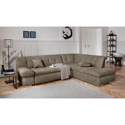 Ecksofa DOMO COLLECTION "Mona L-Form", braun (schlamm), B:271cm H:80cm T:213cm, Struktur fein 100% Polyester, Chenilleoptik 100% Polyester, Sofas, wahlweise mit Bett- und Armlehnfunktion Image