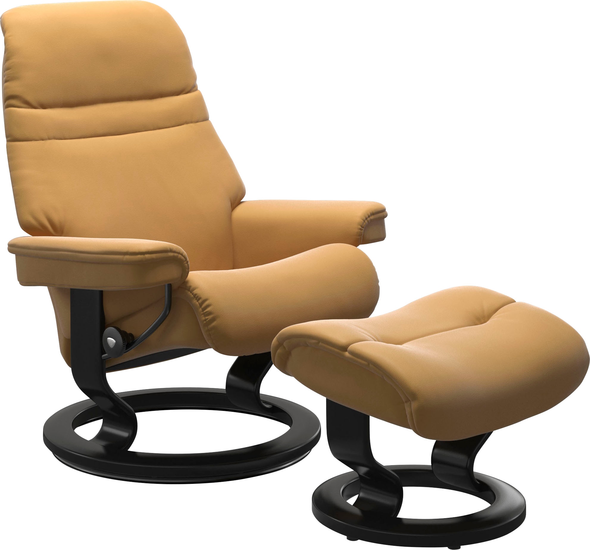 Relaxsessel STRESSLESS "Sunrise", gelb (honey paloma), B:79cm H:103cm T:73cm, Sessel, Relaxsessel, mit Classic Base, Größe M, Gestell Schwarz