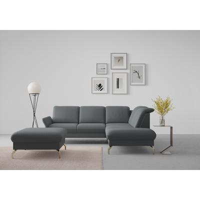 Ecksofa SIT & MORE "Fashion L-Form", grau (dunkelgrau), B:250cm H:84cm T:207cm, Sofas, wahlweise mit Kopfteilverstellung, Vorziehsitz, motorisch, Nickelfüße Image