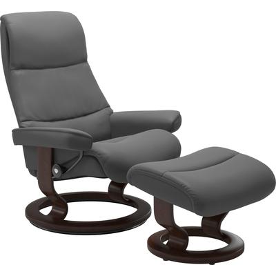 Relaxsessel STRESSLESS "View", grau (grau batick), B:82cm H:108cm T:81cm, Leder BATICK: BATICK ist ein leicht korrigiertes, durchgefärbtes und genarbtes Möbelleder, bei dem die meisten Unebenheiten und Spuren in der Regel entfernt wurden., Leder... Image