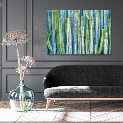 Leinwandbild QUEENCE "Cactus", grün (farbe bild(er): grün), B:90cm H:60cm T:3cm, Leinwand, Bilder, mit sehr guten Schallabsorptions-Eigenschaften Image