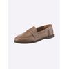 Slipper HEINE, Damen, Gr. 42, grau (taupe), Leder, Rindsleder, modisch, Schuhe