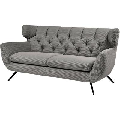 2,5-Sitzer 3C CANDY "Beatrice, extravagantes Megasofa, bequem, Küchensofa", grau (dunkelgrau), B:200cm H:94cm T:95cm, 88% Polyester, 12% Polyacryl, Sofas, mit Rückensteppung im Rautenmuster, in Samt Optik oder in Breitcord Image