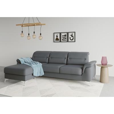 Ecksofa SIT & MORE "Sinatra L-Form", grau (dunkelgrau), B:258cm H:85cm T:170cm, 98% Polyester, 2% Polyamid, Sofas, mit Recamiere, optinal mit Kopfteilverstellung und Armteilfunktion Image