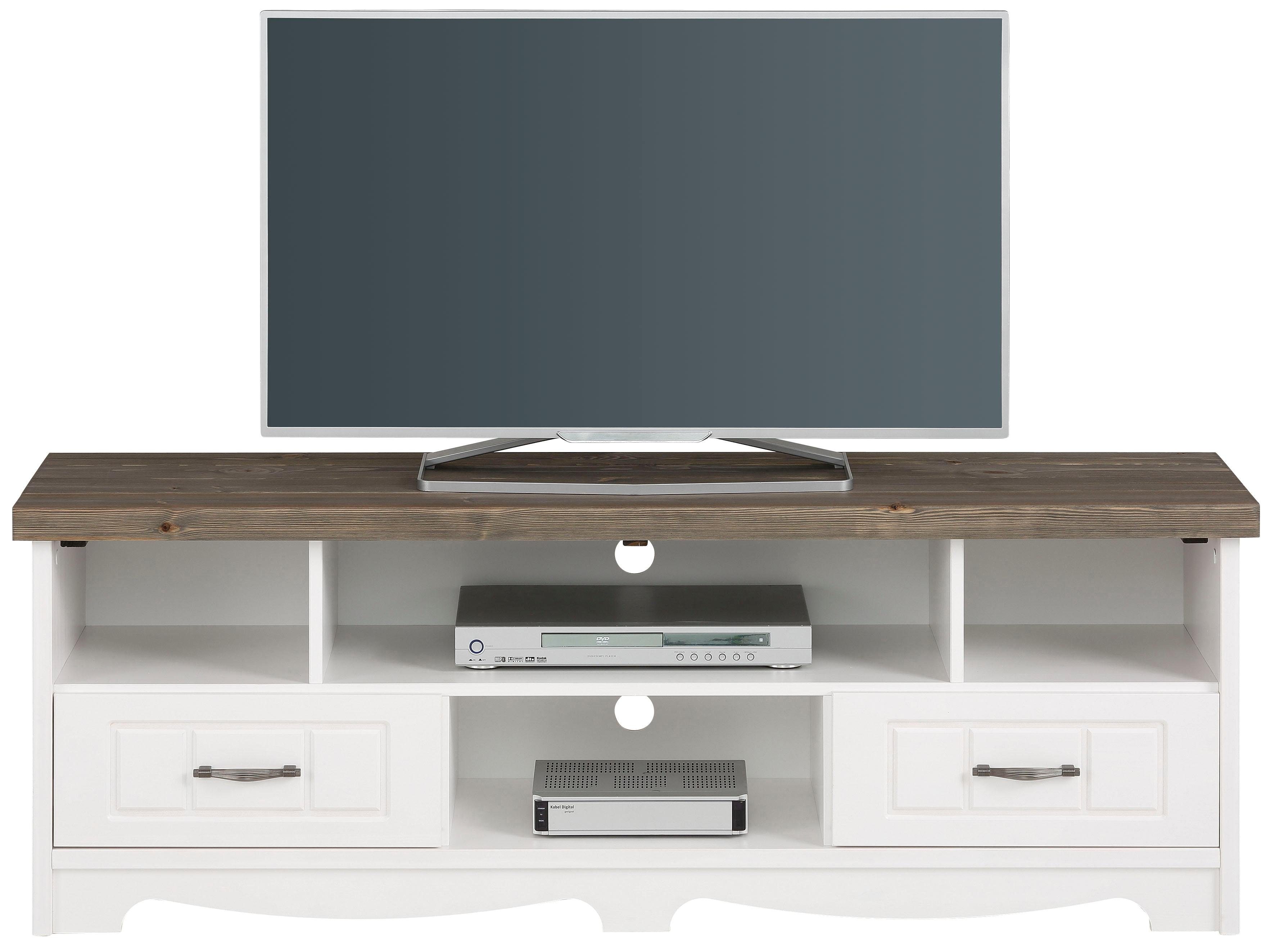 TV-Board HOME AFFAIRE, grau (weiß, grau), B:148cm H:52,5cm T:37cm, Massivholz, Sideboards, TV-Board