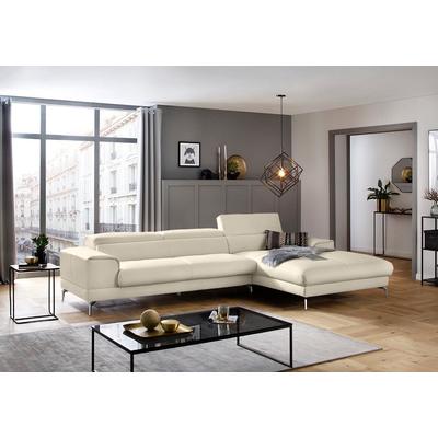 Ecksofa W.SCHILLIG "piedroo, Designsofa mit tollem Sitzkomfort, elegant und bequem, L-Form", grau (eisgrau z59), B:343cm H:70cm T:193cm, Longlife Xtra-Leder Z59: Glattleder mit modischer Prägung. Hautstärke 0, 9 - 1, 1 mm, Sofas,... Image