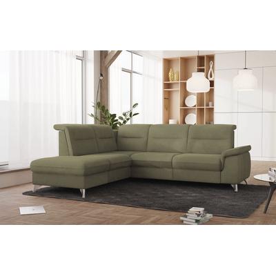 Ecksofa SIT & MORE "Astoria L-Form", grün, B:256cm H:91cm T:225cm, 100% Polyester, Sofas, wahlweise mit motorischer Relaxfunktion Image