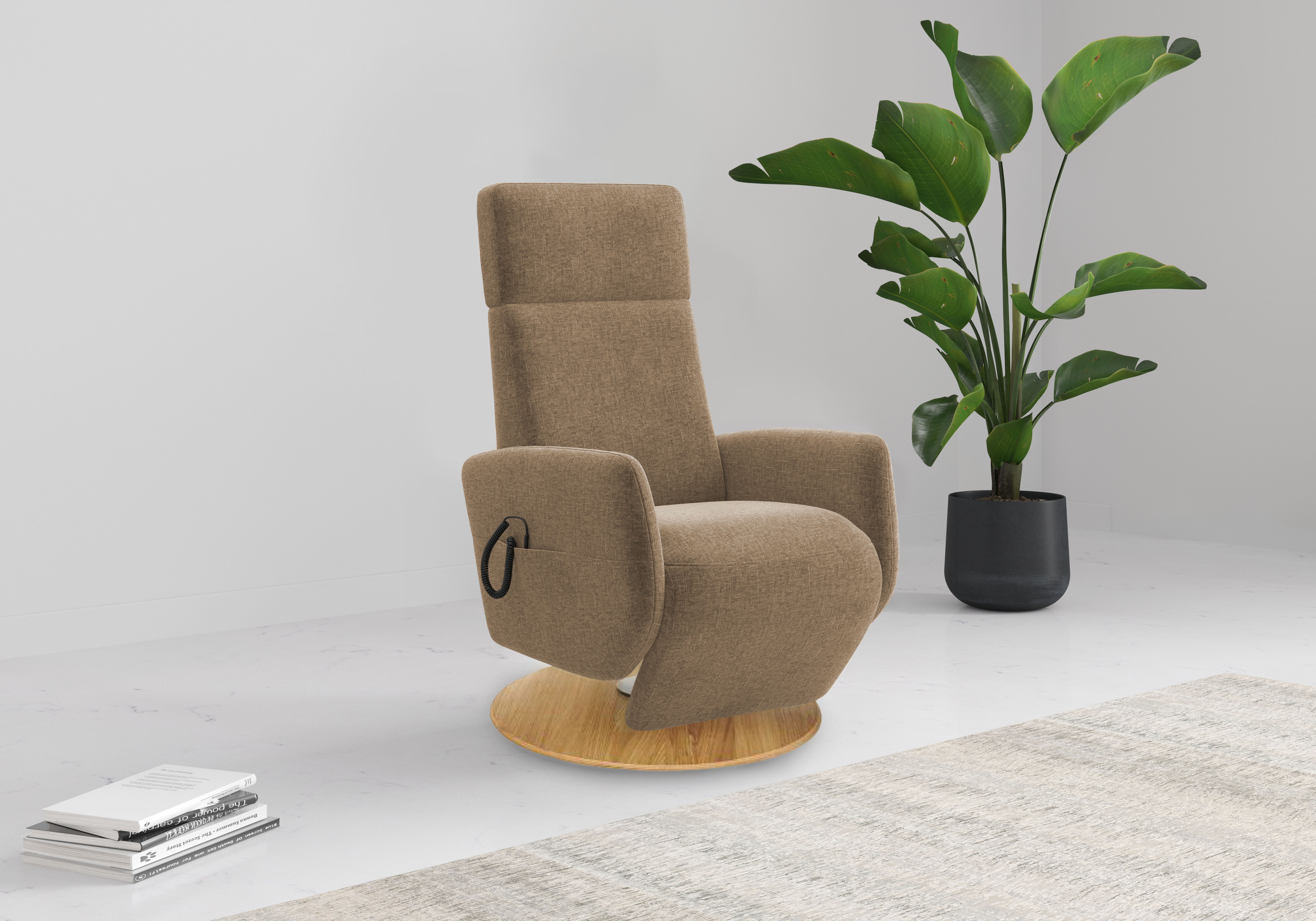 TV-Sessel HOME AFFAIRE "Rochelle, inkl. Kopfteilverstellung & 360 Drehfunktion", braun (hellbraun), B:71cm H:110cm T:82cm, 100% Polyester, Sessel, TV-Sessel mit Drehfunktion 360 Grad