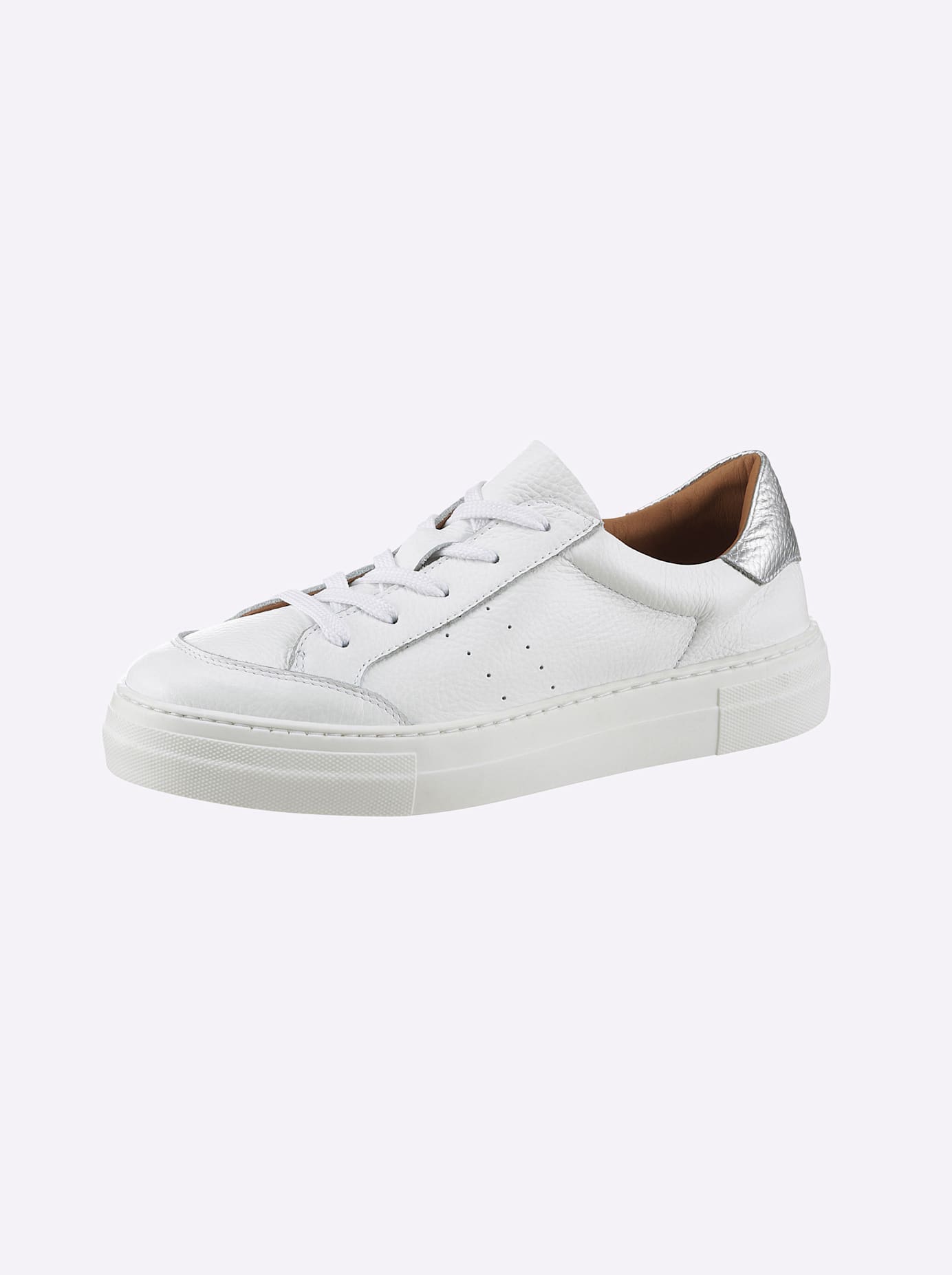 Sneaker HEINE, Damen, Gr. 36, weiß, Glattleder, Leder, Schuhe